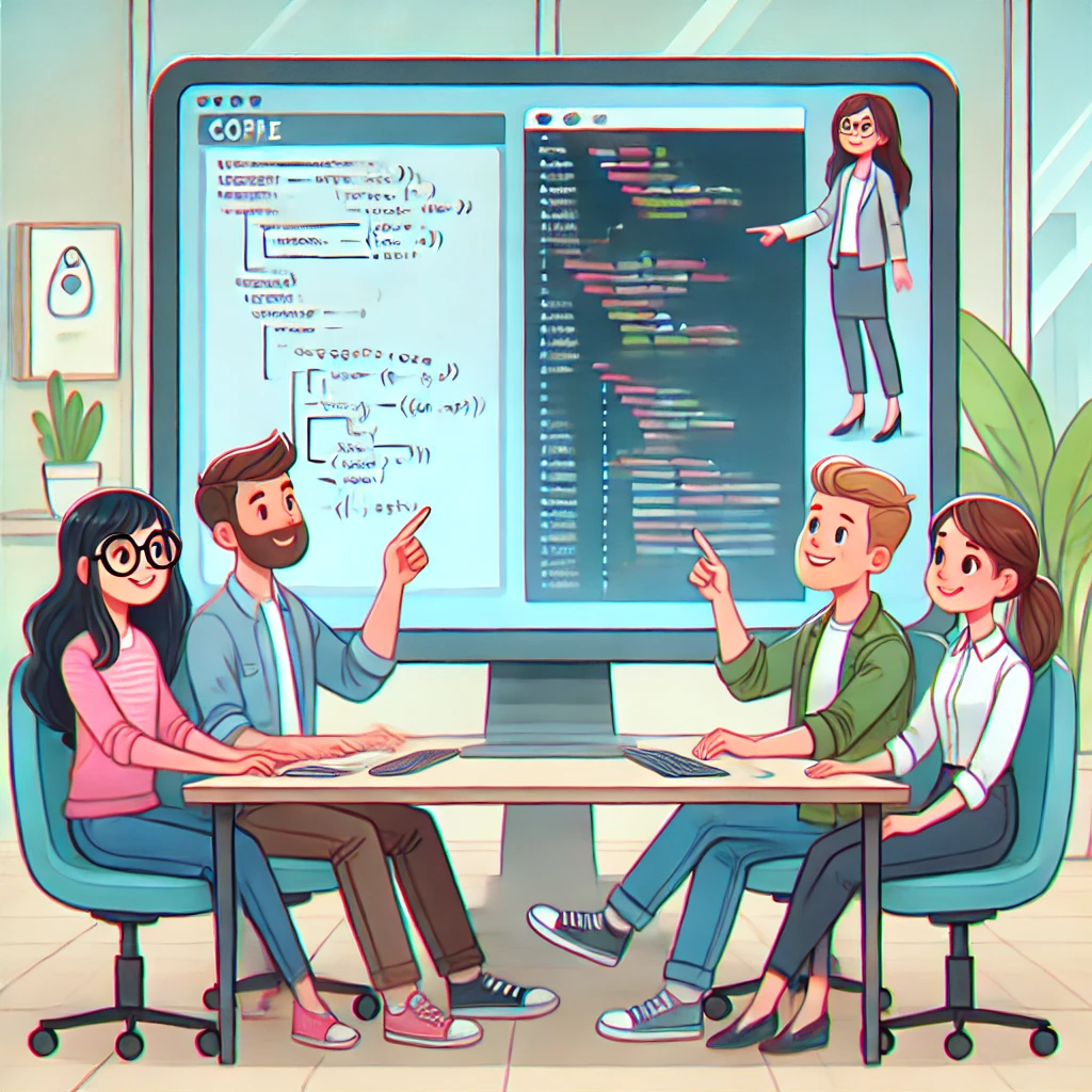 image of people 4 people doing software teaming